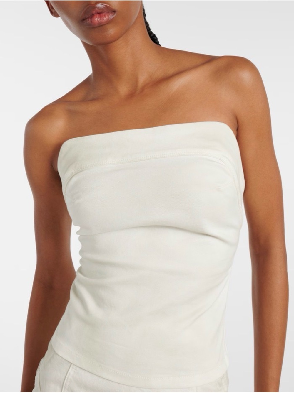 Entire studios denim tube top in bone off white
